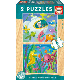 PUZZLES 2x9 PZAS ANIMALES ACUATICOS EDUCA 17617