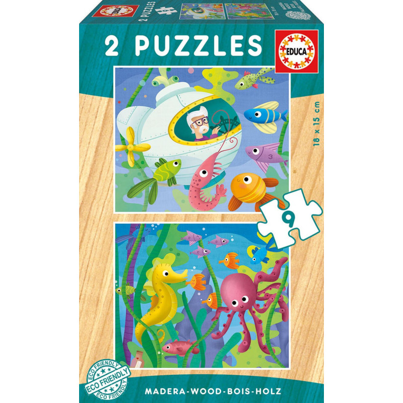 PUZZLES 2x9 PZAS ANIMALES ACUATICOS EDUCA 17617