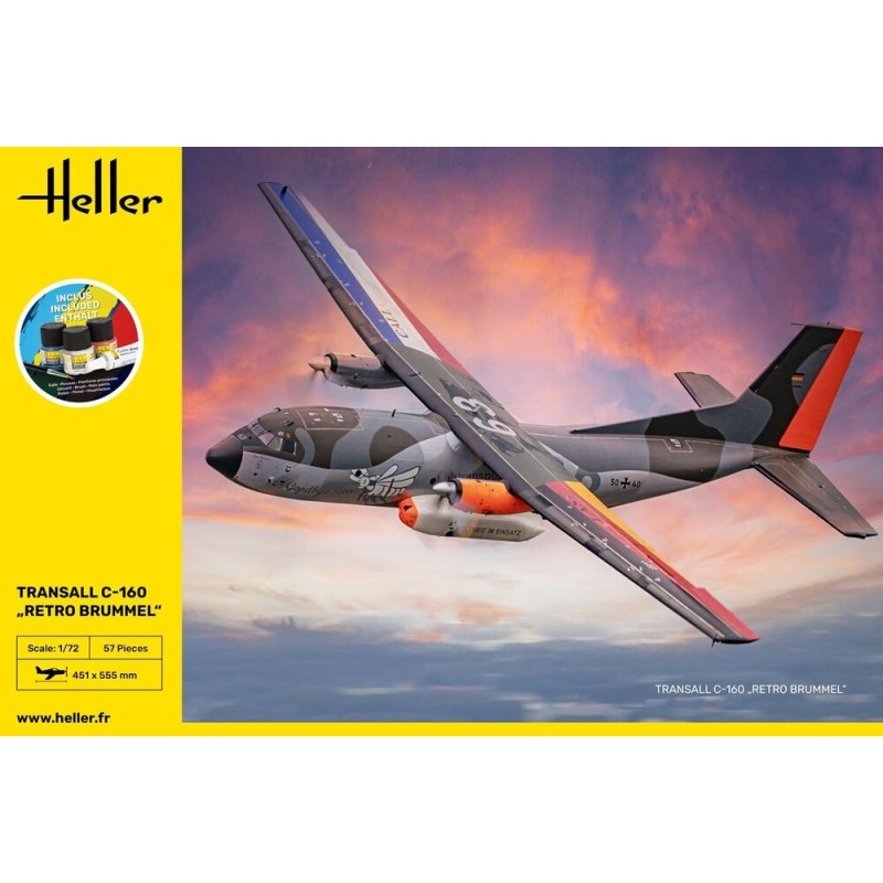 TRANSALL C-160 "RETRO BRUMMEL" (Pegamento & Pintura) -Escala 1/72- Heller 56358