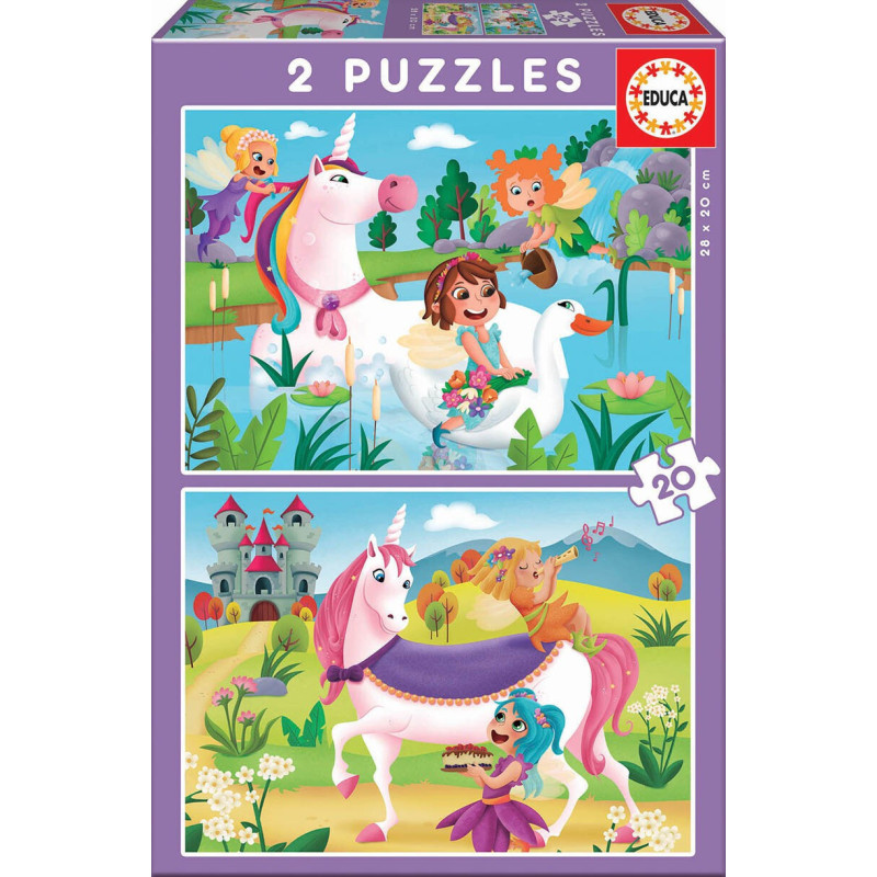 PUZZLE 2 x 20 Pzas UNICORNIO + HADAS - Educa 18064