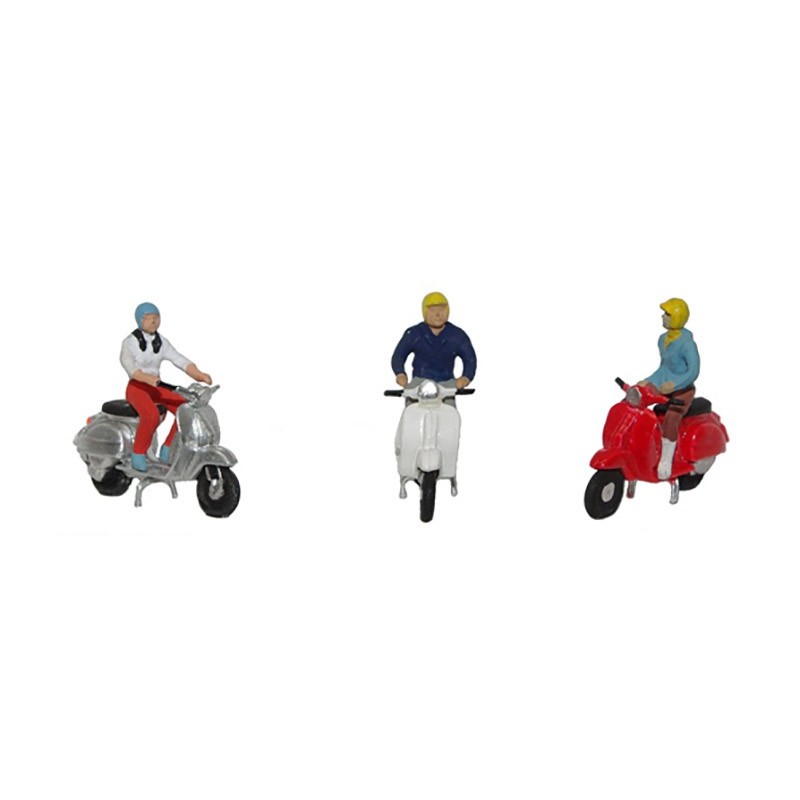 CHICOS EN VESPA 3 UNIDADES - ESCALA H0 - DATANK 4086