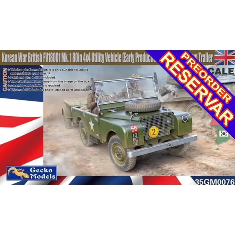 VEHICULO TODOTERRENO LAND ROVER FV18001 Mk.1 80in 4x4 & REMOLQUE -Escala 1/35- Gecko Models 35GM0076