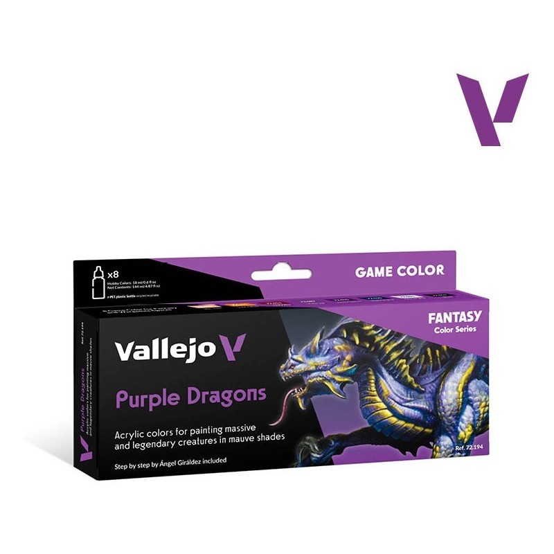 PURPLE DRAGONS SET 8 PINTURAS GAME COLOR VALLEJO 72194