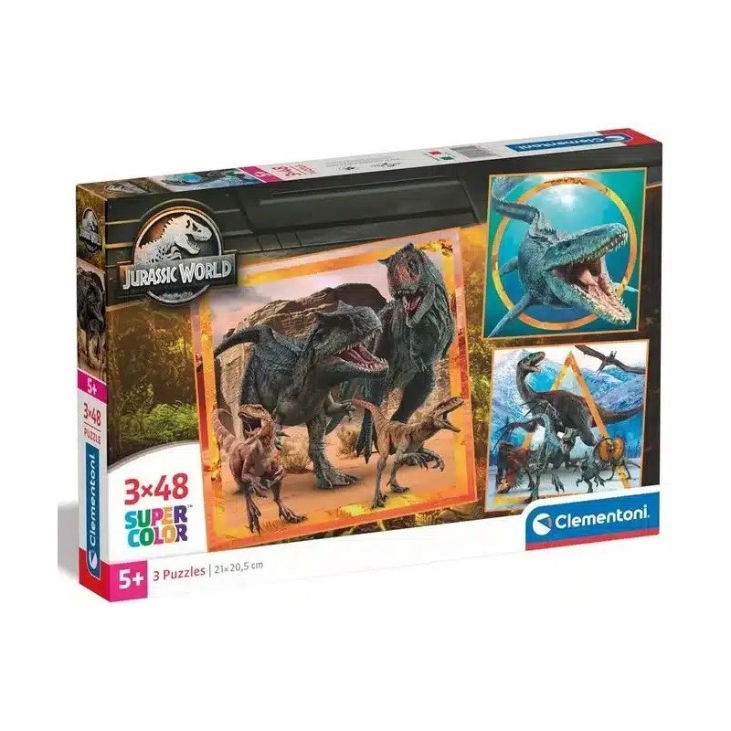 PUZZLE 3 X 48 JURASSIC WORLD (210 x 205 mm) - Clementoni 25314