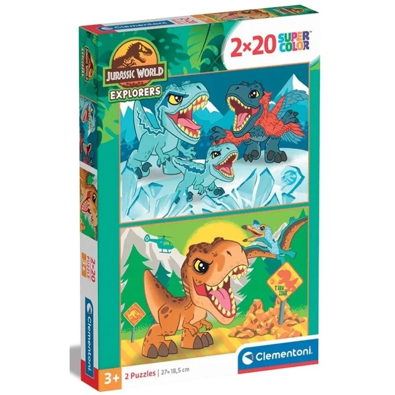 PUZZLE 2 X 20 Pzas JURASSIC WORLD EXPLORERS (270 x 185 mm) - Clementoni 24810