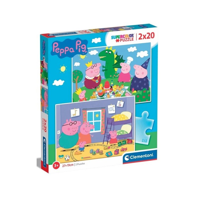 PUZZLE 2 X 20 Pzas PEPPA PIG (270 x 185 mm) - Clementoni 24778