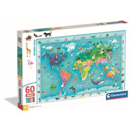 PUZZLE 60 PZS MAXI ANIMALES SALVAJES DEL MUNDO (62 X 42 CMS) - CLEMENTONI 260726